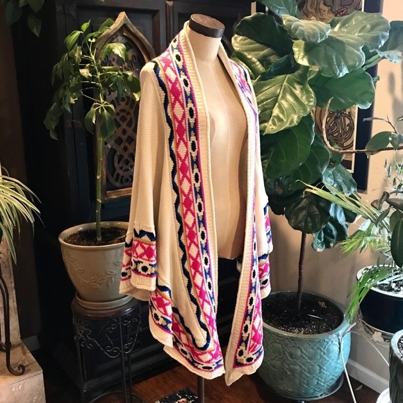 Saffron kimono sweater knit scarf wrap cover up - Picture 5 of 8